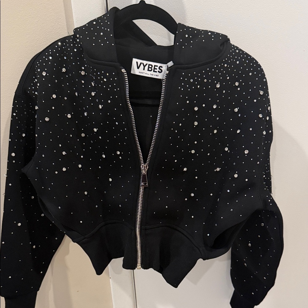 Vybes Black Studded Hoodie - Picture 2 of 8